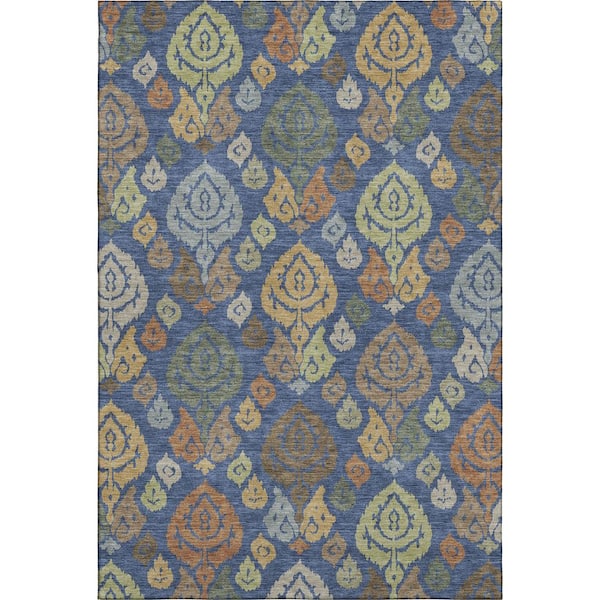 Mayfield Premium Machine Washable Abstract AMF2460 Navy 10 ft. x 14 ft. Area Rug