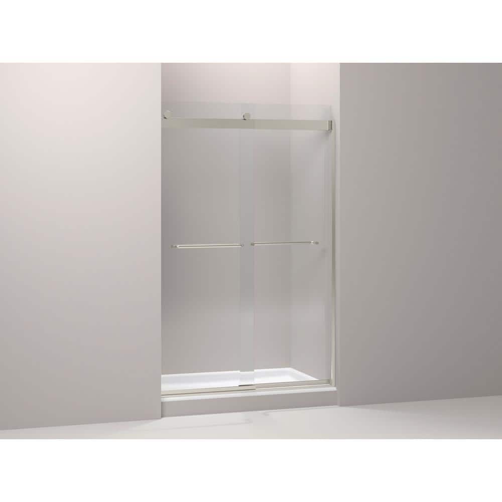 Levity 48" x 74" Frameless Nickel and Clear Glass Shower Door