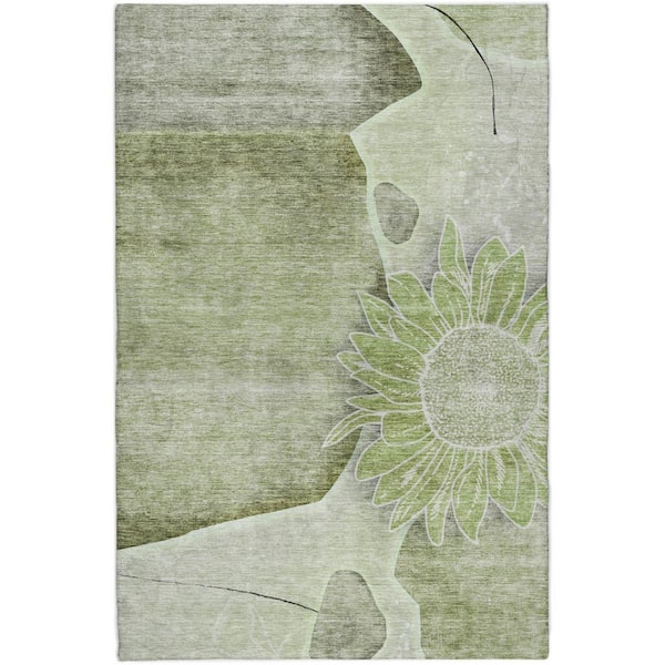 Dream Shag Premium Machine Washable Abstract ADS700 Aloe 10 ft. x 14 ft. Area Rug