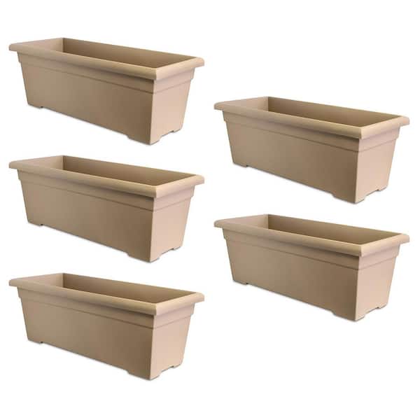 THE HC COMPANIES 28 in. Tan Plastic Romana Deck Planter (5-Pack)