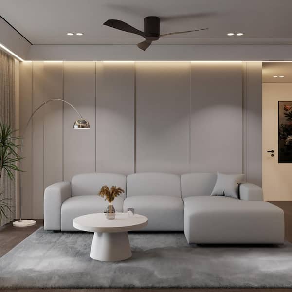 Whisper 39.37 in. Square Arm 6-Piece Polyester Modular Sectional Sofa in 4-Seater Taupe with Ottoman Conversation Set