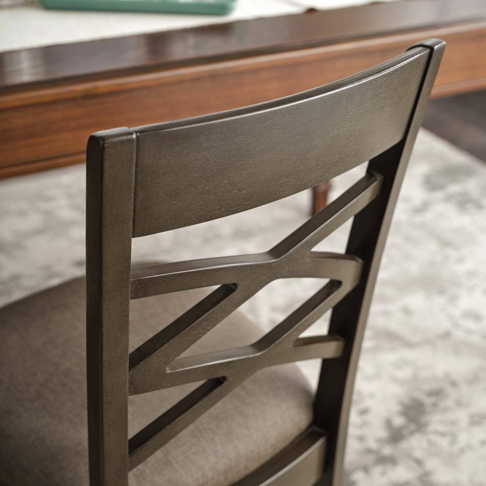Graystone Wood Double Cross Back Upholstered Side Chair Set