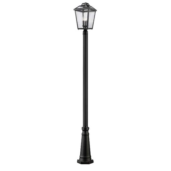 Wilkins 3 Light Black Outdoor Lamp Post, Outdoor Light Posts Home Depot