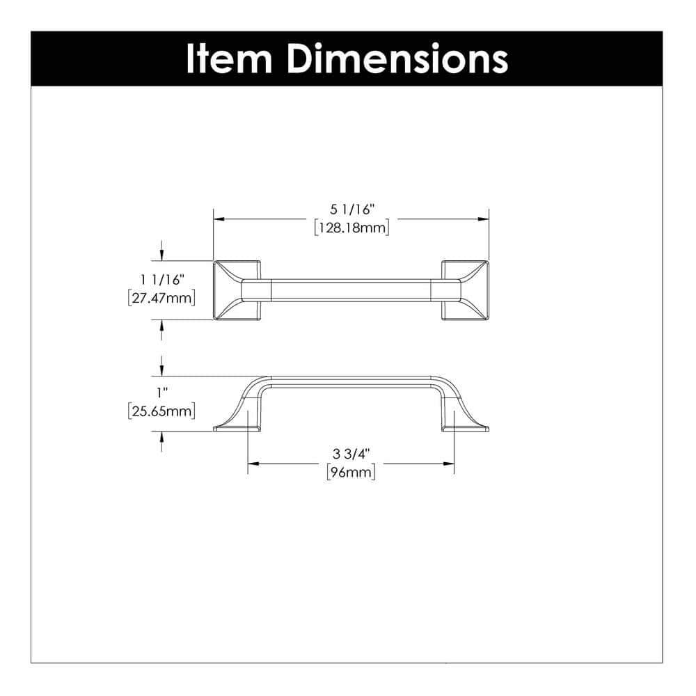 Black Iron Modern Farmhouse Cabinet Drawer Pulls, 3-3/4"