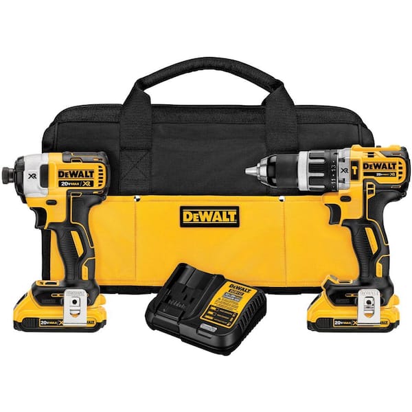 DEWALT 20V MAX XR Cordless Brushless Hammer Drill/Impact 2 Tool Combo Kit with (2) 20V 2.0Ah Batteries and Charger