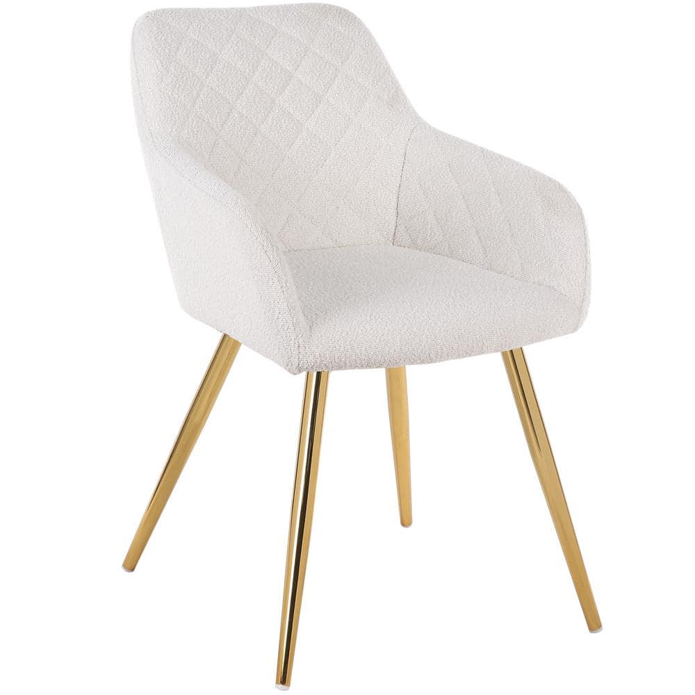 Ashcroft Furniture Co Julietta White Boucle with Gold Metal Legs Cute ...