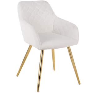 Julietta White Boucle with Gold Metal Legs Cute Dining Room and Kitchen Chair (Single)