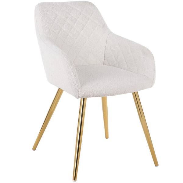 Ashcroft Furniture Co Julietta White Boucle With Gold Metal Legs Cute 