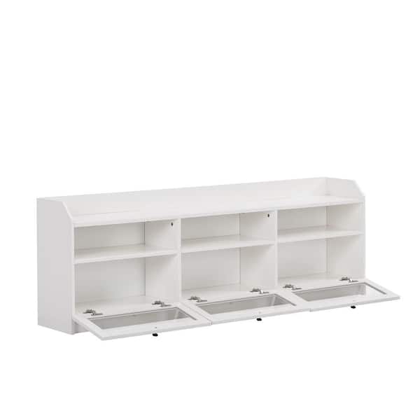 Unbranded 63 in. W x 11.8 in. D x 21.2 in. H Bathroom White Linen Cabinet