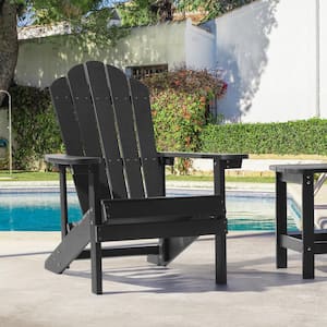 Black HIPS Plastic Weather Resistant Adirondack Chair for Outdoors (1-Pack)