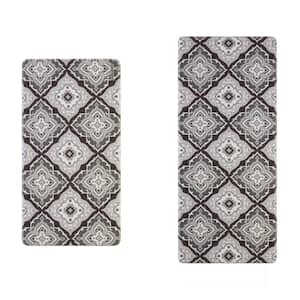 SUSSEXHOME Geometric Gray 44 in. x 24 in. and 31.5 in. x 20 in. Non Skid,  Washable, Thin, Multipurpose Kitchen Rug Mat (Set of 2) KTC-WLT-07-Set -  The Home Depot
