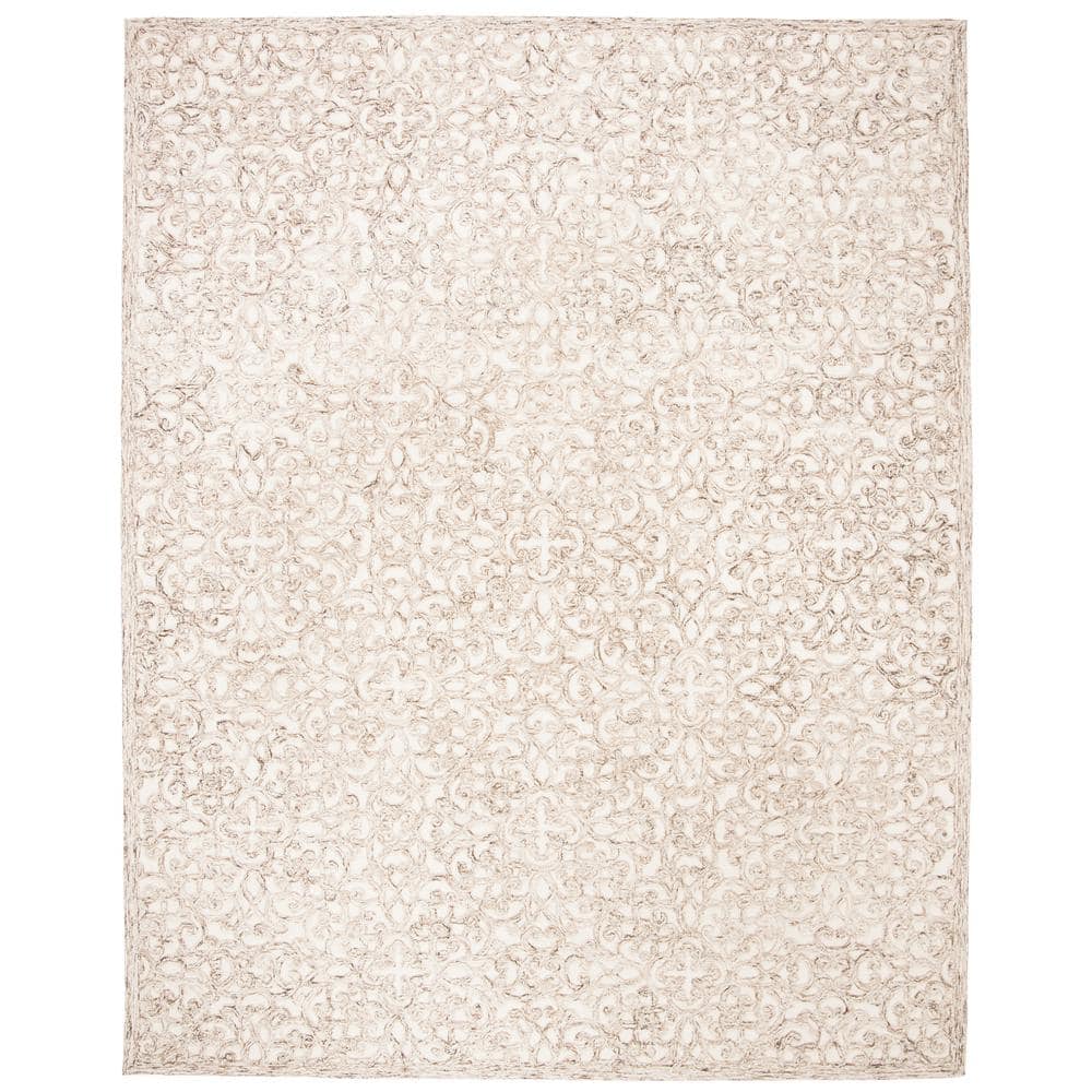 Brown and Ivory Hand-Tufted Wool Area Rug, 8' x 10'
