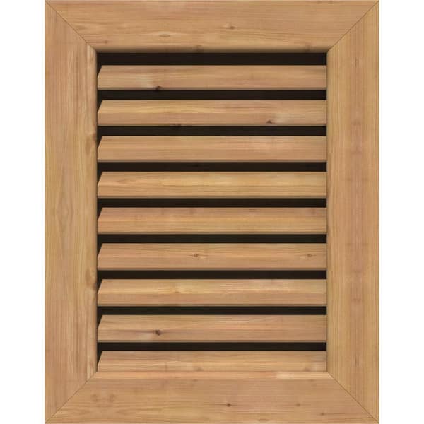 Ekena Millwork 17 in. x 23 in. Rectangular Unfinished Smooth Western Red Cedar Wood Paintable Gable Louver Vent