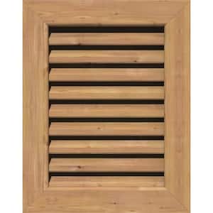 17 in. x 25 in. Rectangular Smooth Western Red Cedar Wood Built-in Screen Gable Louver Vent