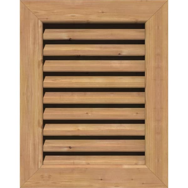 Ekena Millwork 19 in. x 17 in. Rectangular Unfinished Smooth Western Red Cedar Wood Built-in Screen Gable Louver Vent