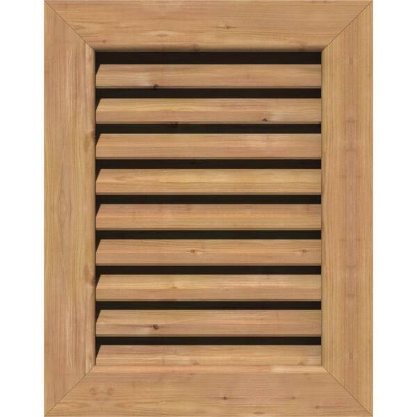 Ekena Millwork 19 in. x 37 in. Rectangular Unfinished Smooth Western Red Cedar Wood Built-in Screen Gable Louver Vent