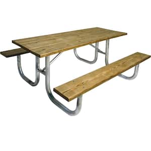 Portable 6 ft. Pressure-Treated Wood Commercial Park Table
