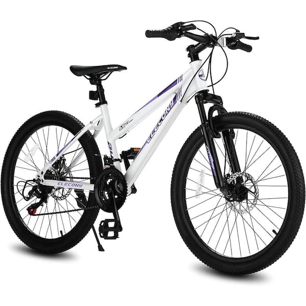 Cesicia 26 in. White Steel 21 Speed Mountain Bike with Dual Disc Brake and 100mm Front Suspension