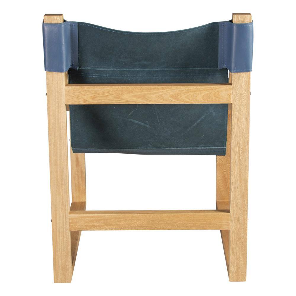Lima Cobalt Blue Leather and Oak Accent Chair