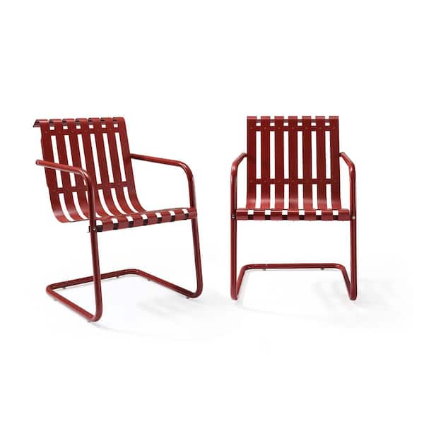 CROSLEY FURNITURE Gracie Red Metal Outdoor Chair (Set of 2)