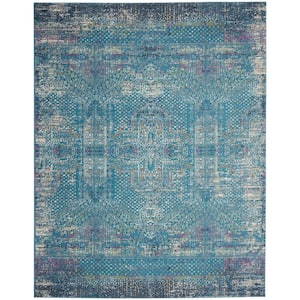 Passion Blue 8 ft. x 10 ft. Distressed Transitional Area Rug