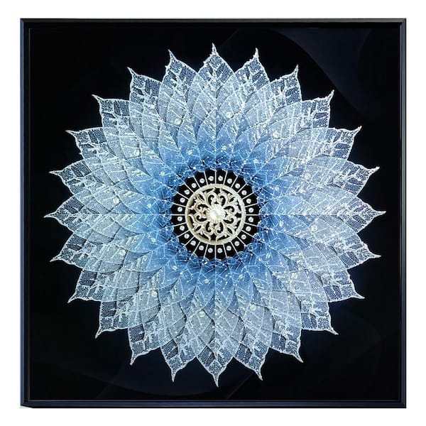 Unbranded "Flower of Art" Glass Framed Wall Decorate Art Print 24 in. x 24 in.