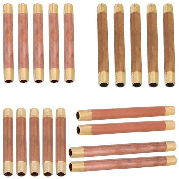 Assortment Kit (4 in. 4-1/2 in. 5 in. 5-1/2 in. 6 in.) x 1/4 in. Male NPT Brass Pipe Long Nipple Set (19-Pack)
