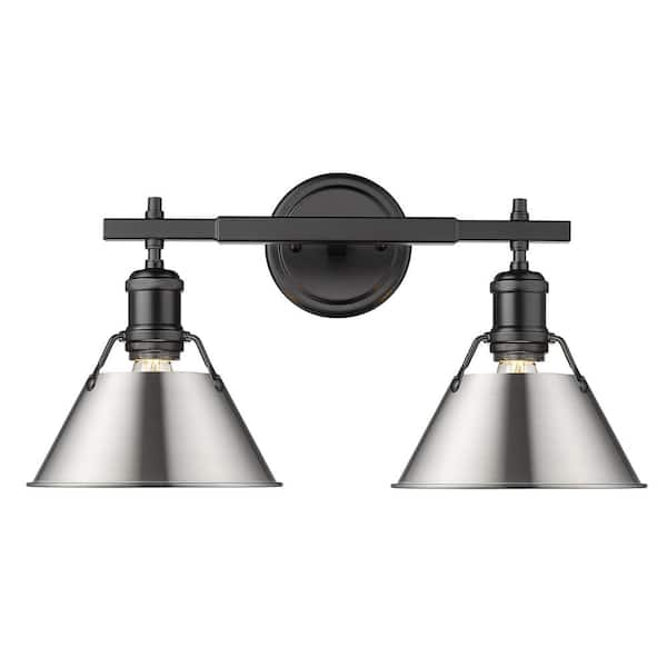 Golden Lighting Orwell 4.875 in. 2-Light Matte Black Vanity Light