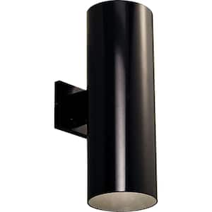 Cylinder Collection 6" Black Modern Outdoor Up and Down Light Aluminum Wall Lantern Light