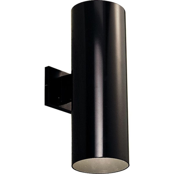 Progress Lighting Cylinder Collection 6" Black Modern Outdoor Up and Down Light Aluminum Wall Lantern Light