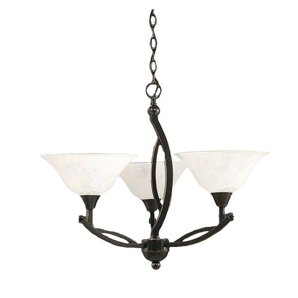 Filament Design Concord 3-Light Black Copper Chandelier with White Marble Glass