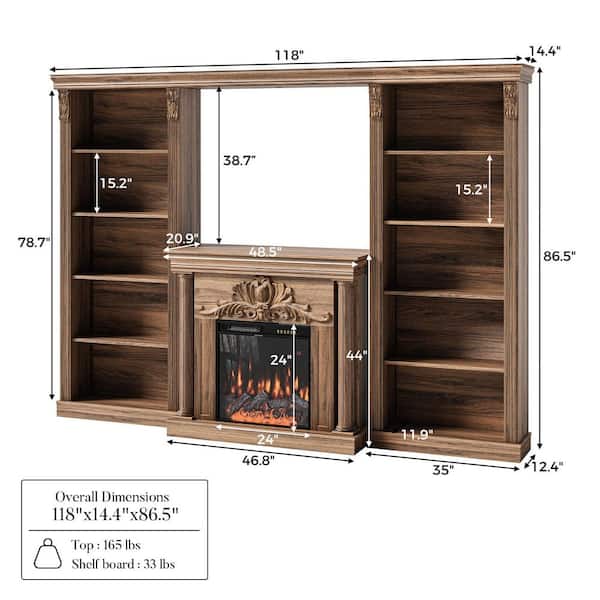 Homsee 118 in. Freestanding Wood Electric Fireplace TV Stand in