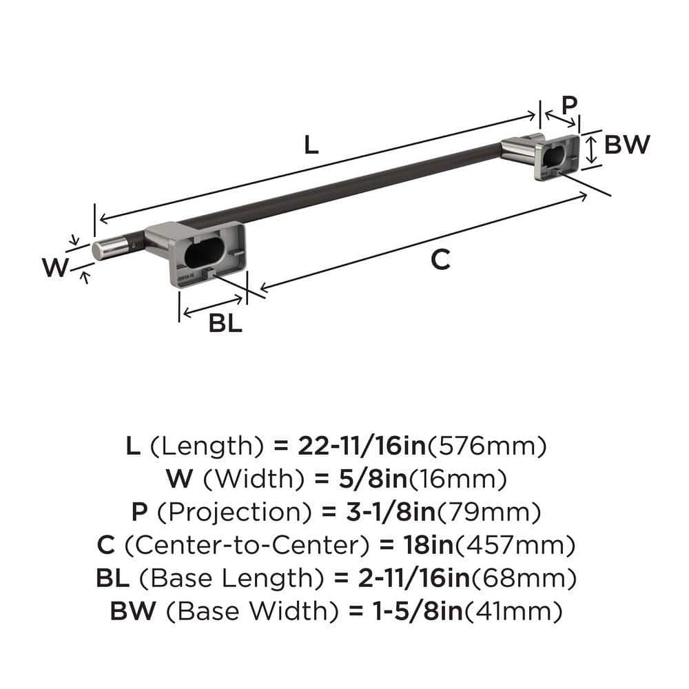 Esquire 18'' Brushed Nickel and Oil-Rubbed Bronze Wall Mounted Towel Bar