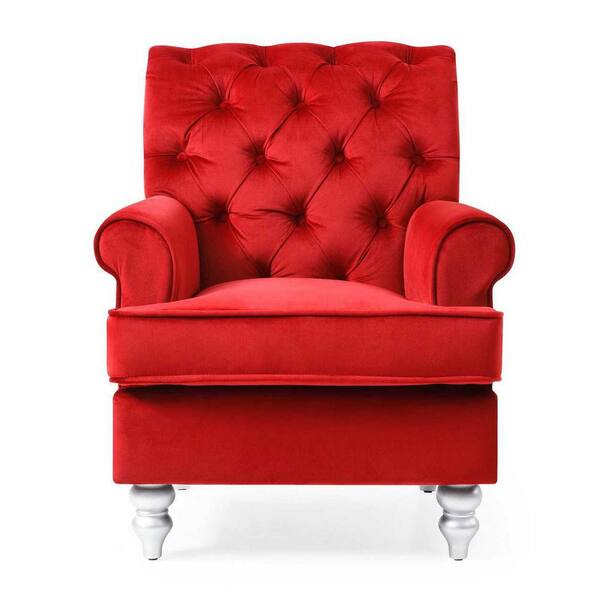 red tufted accent chair