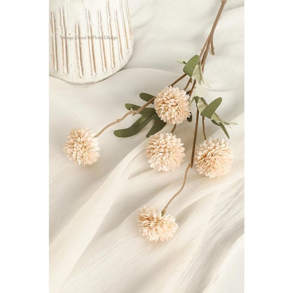 Afoxsos 16 in. H Beige Artificial Pompon Mum Flowers for DIY