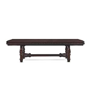 Antoinette Traditional Cherry Brown Wood 120 in. 4-leg Dining Table Seats 10