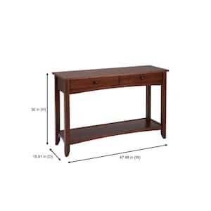 Cedar Springs Rectangular Sable Brown Finish Wood 2 Drawer Console Table (47.48 in. W x 30 in. H)