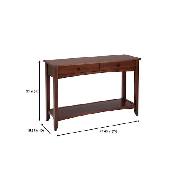 Cedar Springs Rectangular Sable Brown Finish Wood 2 Drawer Console Table (47.48 in. W x 30 in. H)