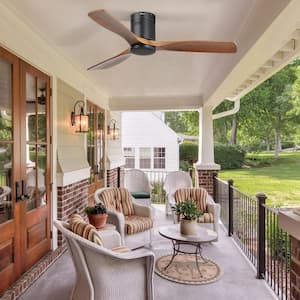52 in. Indoor/Outdoor 6-Speed Ceiling Fan in Black with Remote Control