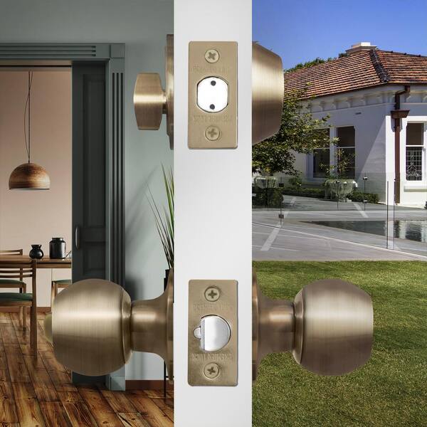 Antique Brass Entry Door Knob Combo Lockset with Deadbolt and 6-Keys, Keyed Alike (12-Pack)