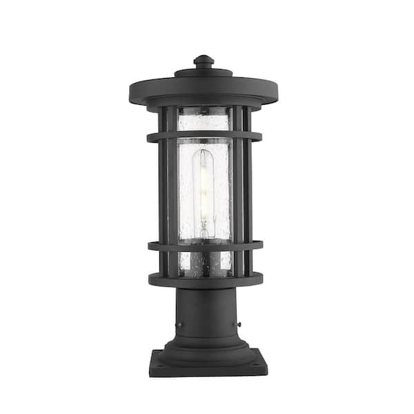 Unbranded Jordan 16.75 in. 1-Light Black Aluminum Hardwired Outdoor Weather Resistant Pier Mount Light With No Bulb Included