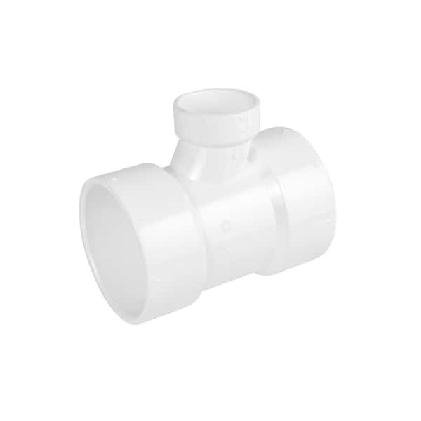 2" x 1-1/2" x 1-1/2 in.Rigid PVC DWV Drain Waste Vent Sanitary Tee Reducing Hub 0.37 ft. Long,White,Schedule 40(25-Pack)