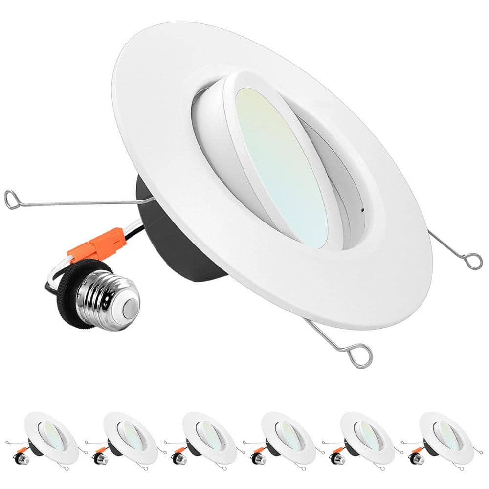 5/6 in. Gimbal Recessed LED Can Lights 5 Color Options Dimmable Wet Rated 11W=90W 1100 Lumens Wet Rated 6-Pack price history on PriceWatchPro