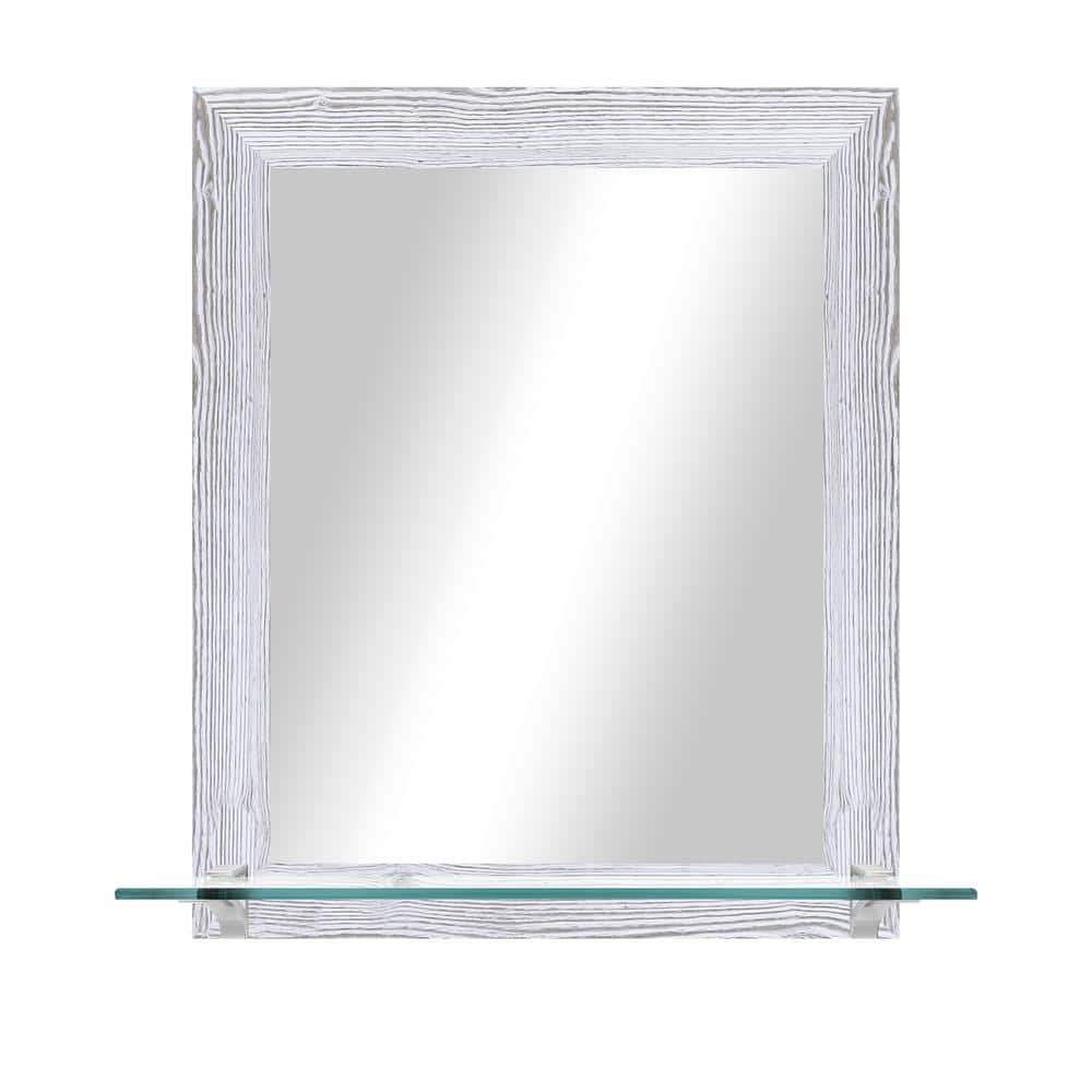 21.5 in. W x 25.5 in. H Rectangle Distressed White Vertical Framed Mirror W