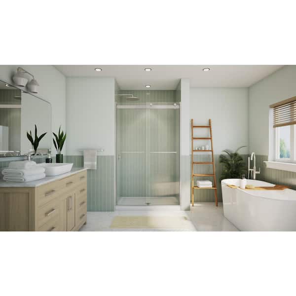 DreamLine Essence-H 44 to 48 in. x 76 in. Semi-Frameless Bypass Sliding Shower Door in Brushed Nickel with Clear Glass