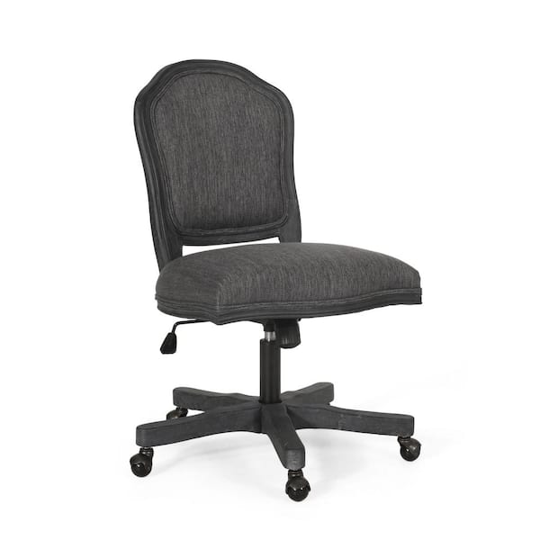 Noble House Tilton Charcoal and Natural Upholstered Swivel Office Chair