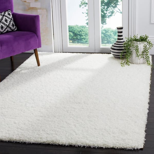 Laguna Shag White 5 ft. x 8 ft. Solid Area Rug