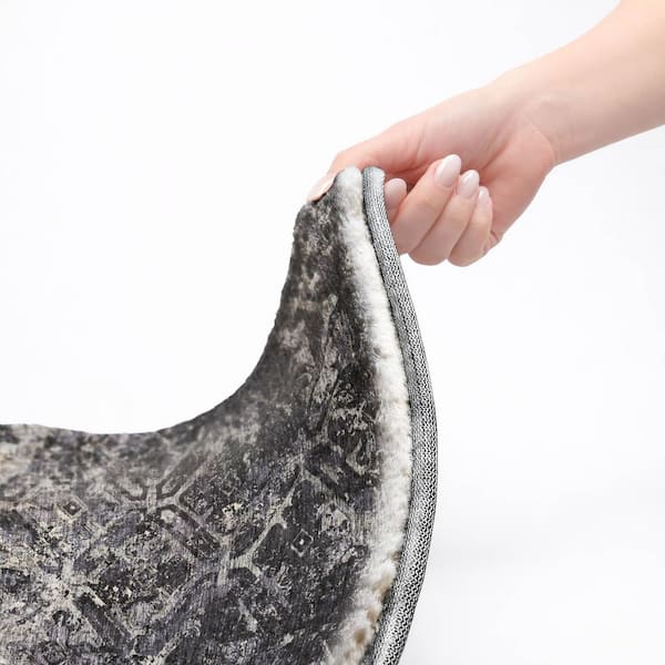 Dream Shag Premium Machine Washable Abstract ADS768 Black 9 ft. x 12 ft. Area Rug
