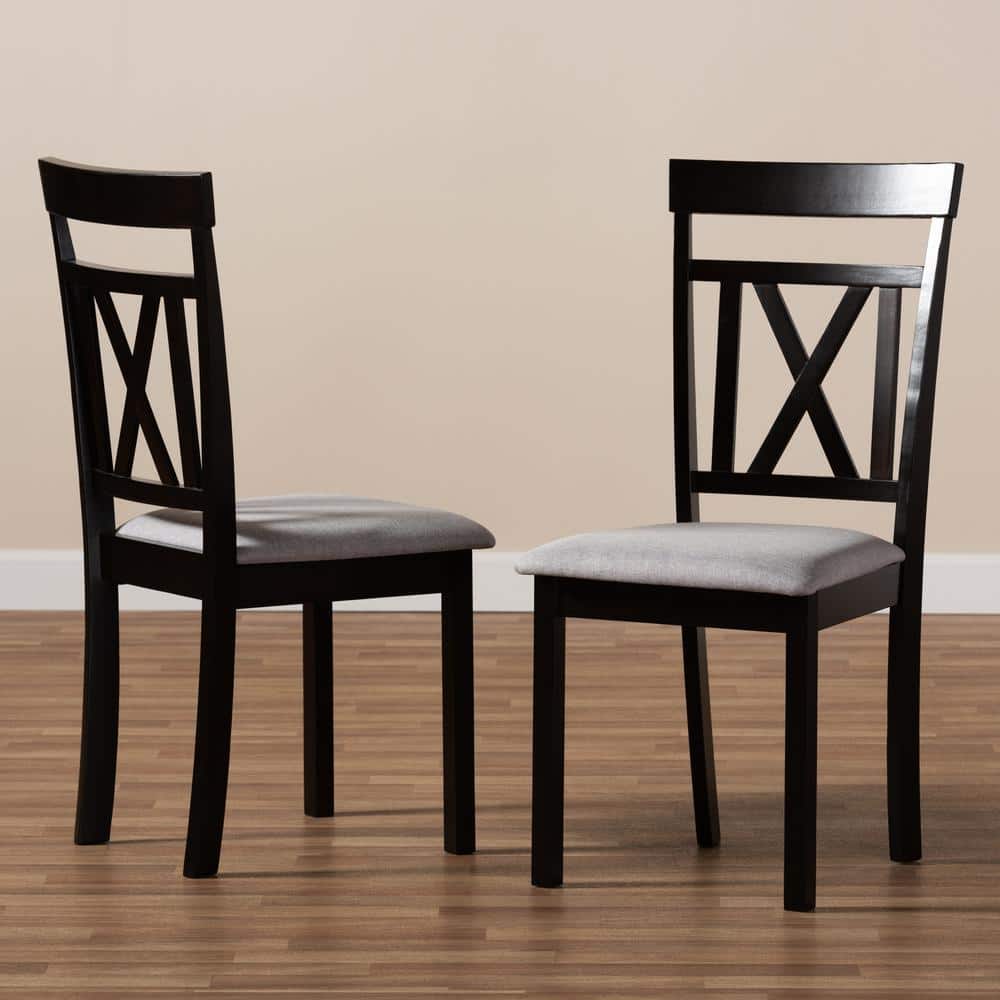 High Cross-Back Brown Leather Parsons Side Chair with Wood Frame