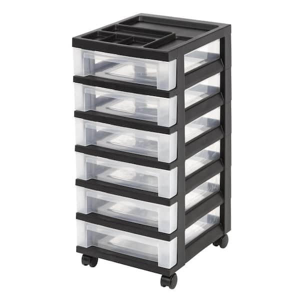 IRIS 68 Qt. 6 Drawer Storage Bin in Black